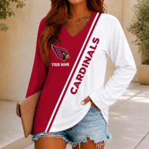 Limited Edition – Customized NFL Arizona Cardinals Women’s V-Neck Long Sleeved Shirt