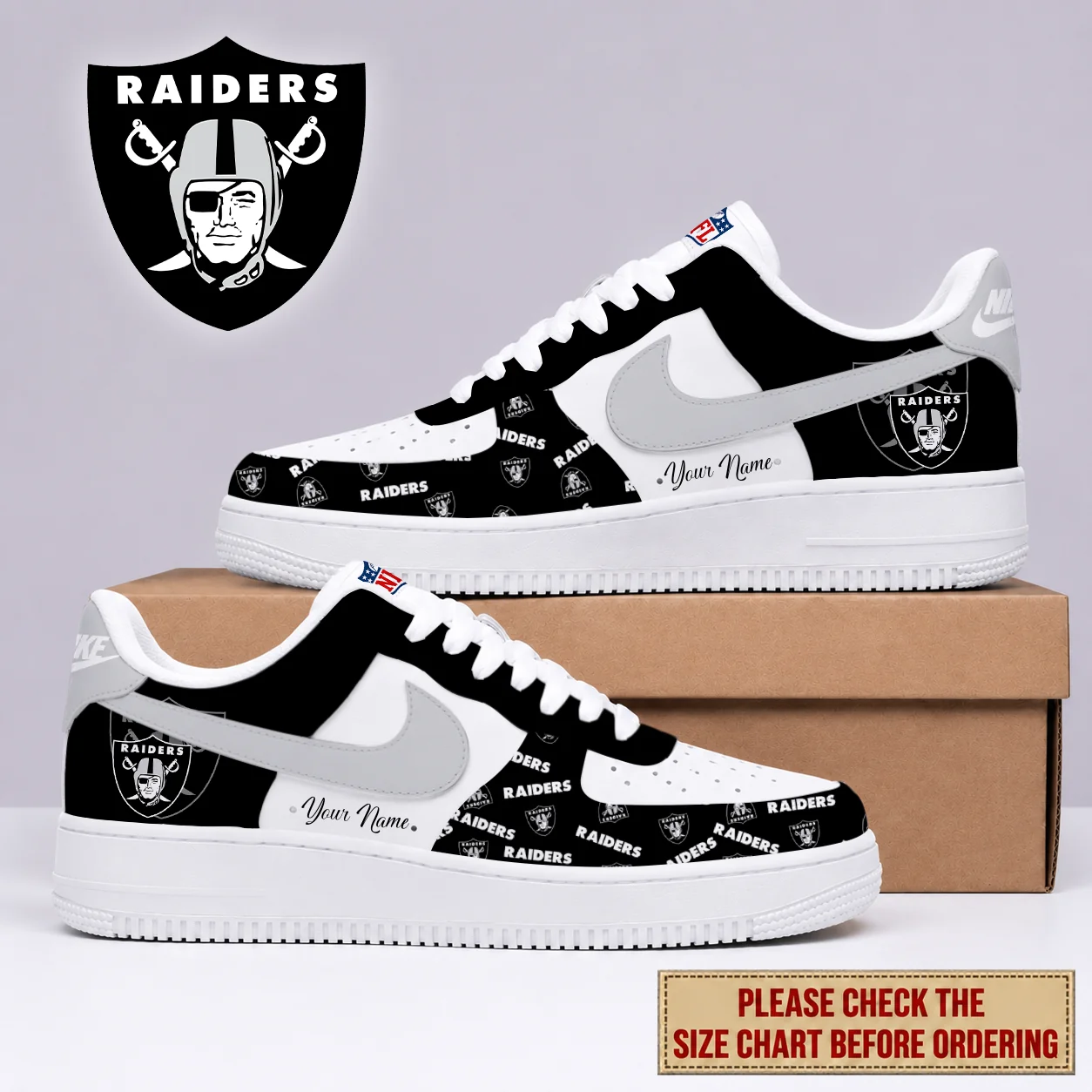 Limited Edition – Customized NFL Las Vegas Raiders Af1 Shoes