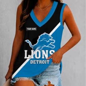 Limited Edition – Customized NFL Detroit Lions Women’s V-Neck Tank Top