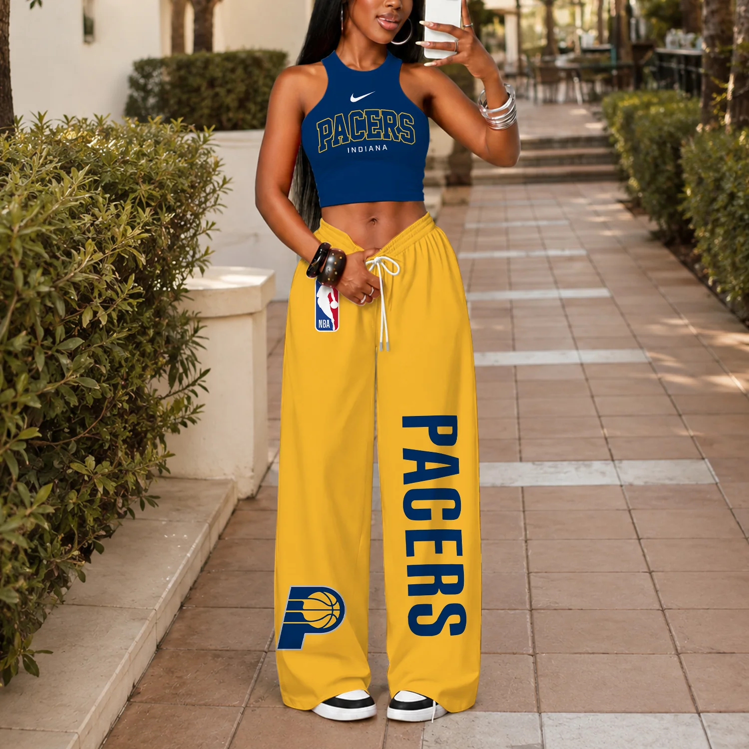 Limited Edition – Customized NBA Indiana Pacers Crop Top & Long Pants Set