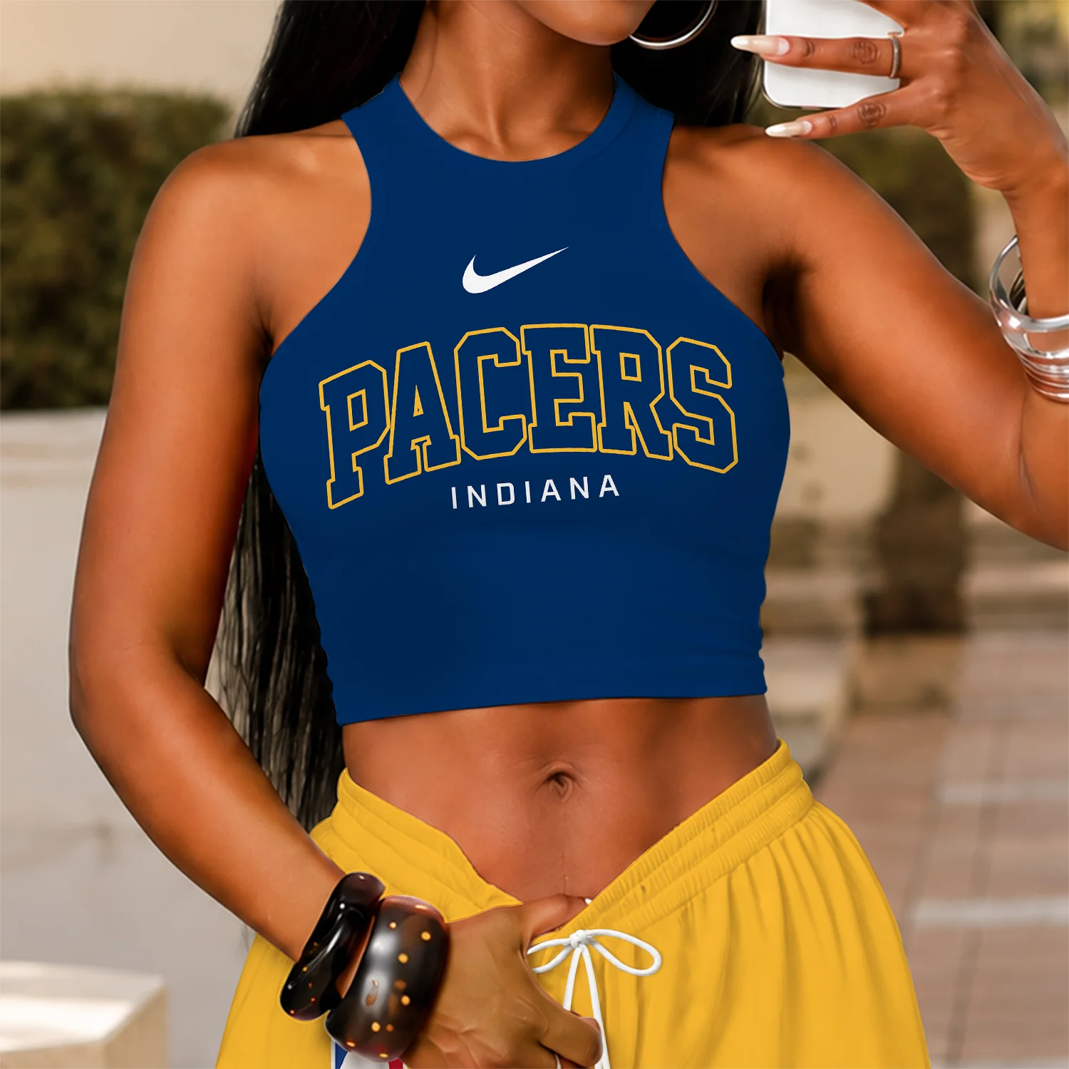 Limited Edition – Customized NBA Indiana Pacers Crop Top & Long Pants Set - Image 2