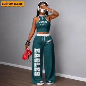 Limited Edition – Customized NFL Philadelphia Eagles Women’s Crop Top & Long Pants Set