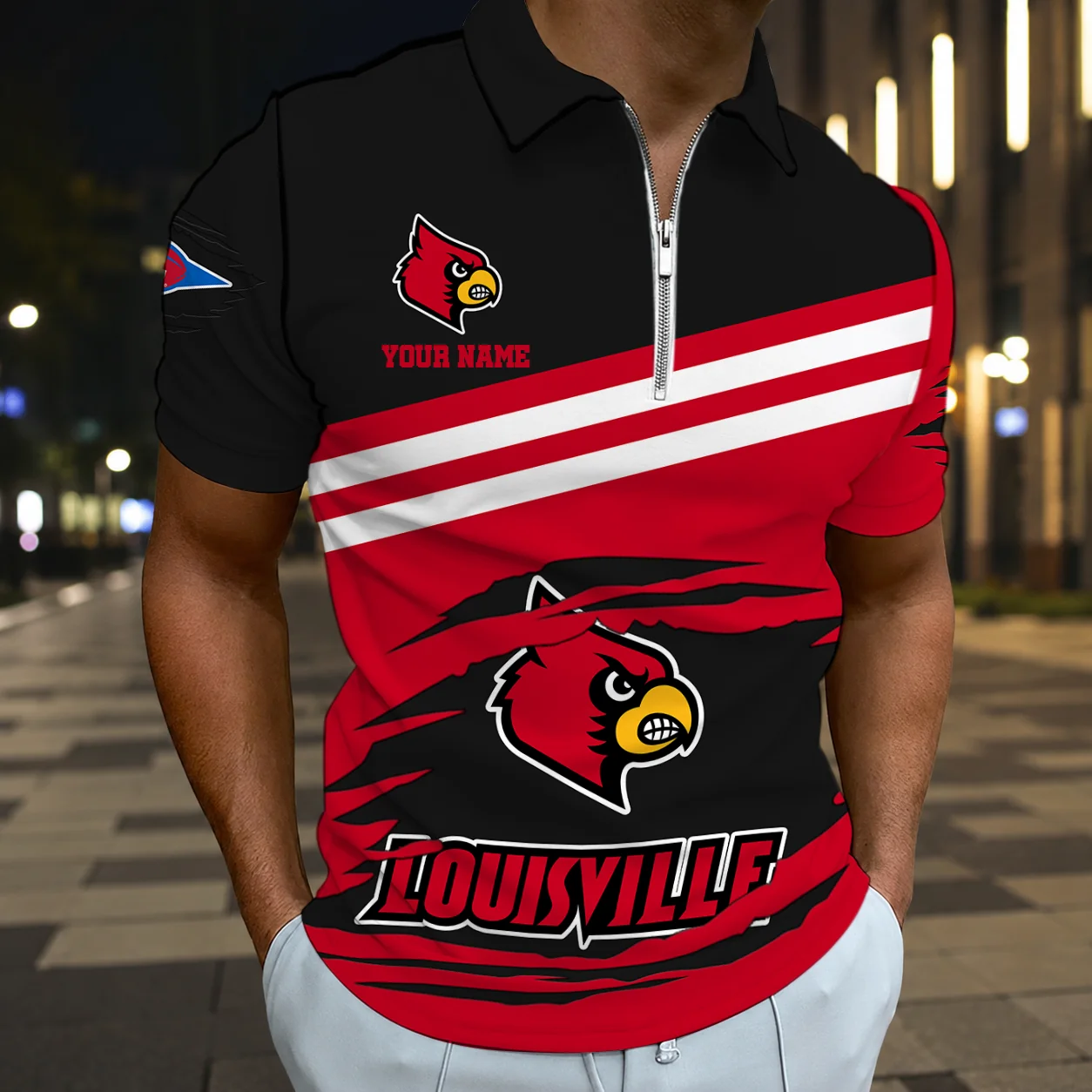 Limited Edition – Customized NCAA Louisville Cardinals Zip Polo Shirt