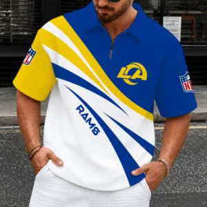 Limited Edition – Customized NFL Los Angeles Rams Quarter-Zip Polo Shirt