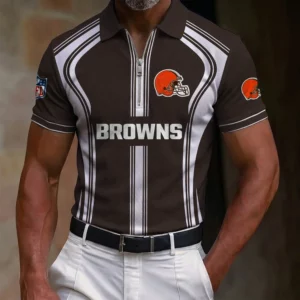 Limited Edition – Customized NFL Cleveland Browns Zip Polo Shirt