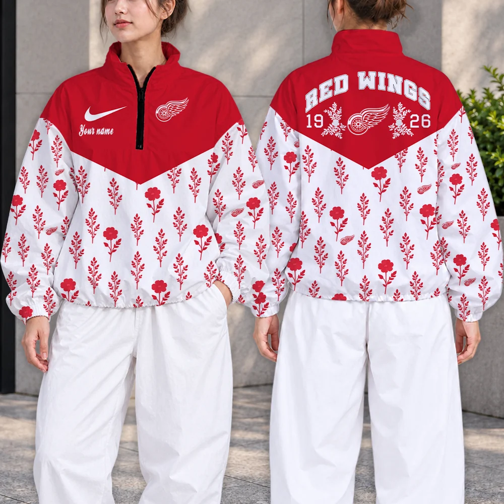 Limited Edition – Customized NHL Detroit Red Wings V-Neck Zipper Sweatshirt Jacket