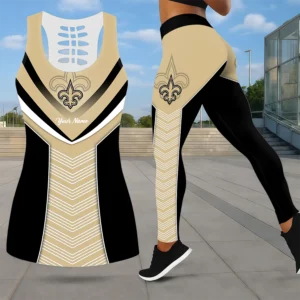 Limited Edition – Customized NFL New Orleans Saints Leggings & Hollow Tank Top Set