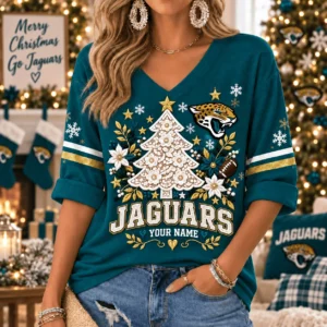 Limited Edition – Customized NFL Jacksonville Jaguars Women’s Heart V-Neck Long Sleeve Shirt