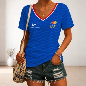Limited Edition – Customized NCAA Kansas Jayhawks Strappy V-Neck Female Shirt
