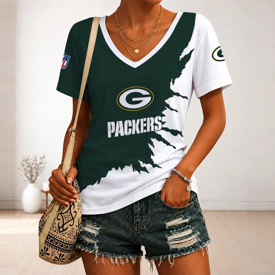 Limited Edition – Customized NFL Green Bay Packers V-Neck Female Shirt