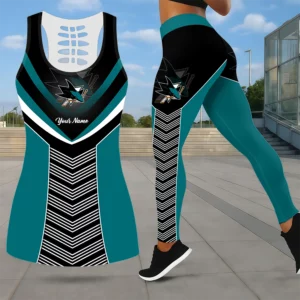 Limited Edition – Customized NHL San Jose Sharks Leggings & Hollow Tank Top Set