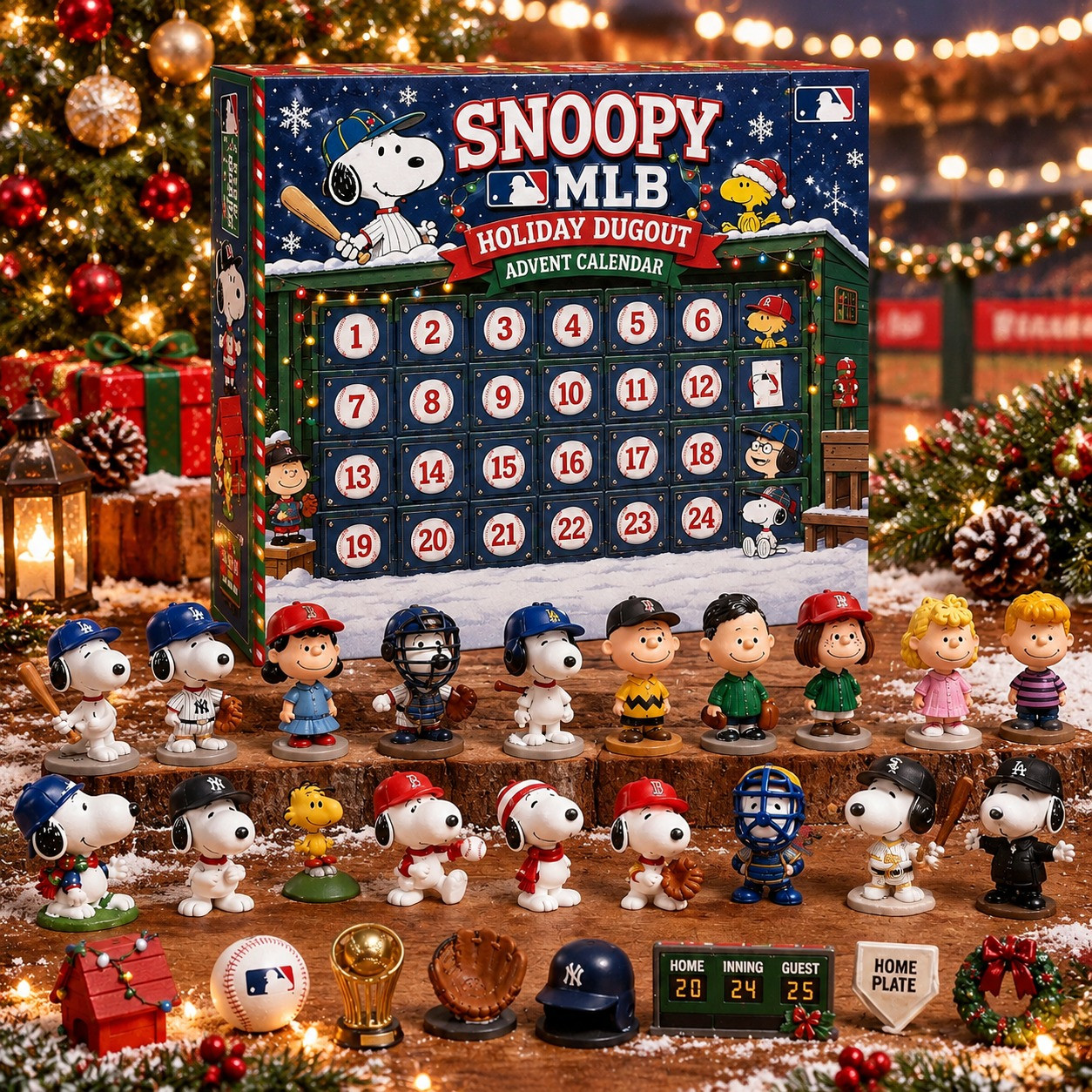 Snoopy x MLB Holiday Dugout Advent Calendar Christmas Countdown Gift For Sports