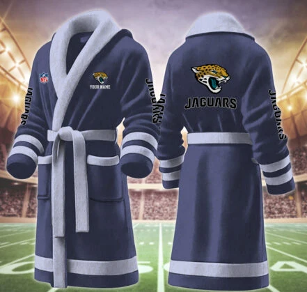 Limited Edition – Customized NFL Jacksonville Jaguars Multicolor Fleece Bathrobe - Image 5