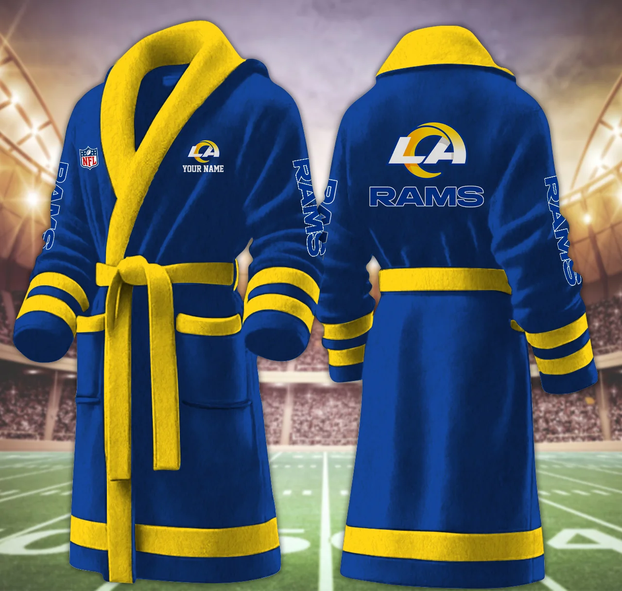 Limited Edition – Customized NFL Los Angeles Rams Multicolor Fleece Bathrobe