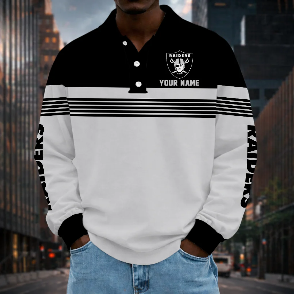 Limited Edition – Customized NFL Las Vegas Raiders Long Sleeve Polo Shirt