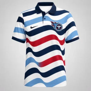 Limited Edition – Customized NFL Tennessee Titans Striped Polo Shirt