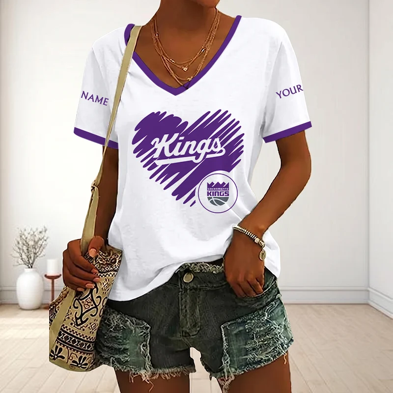 Limited Edition – Customized NBA Sacramento Kings V-Neck Female Shirt