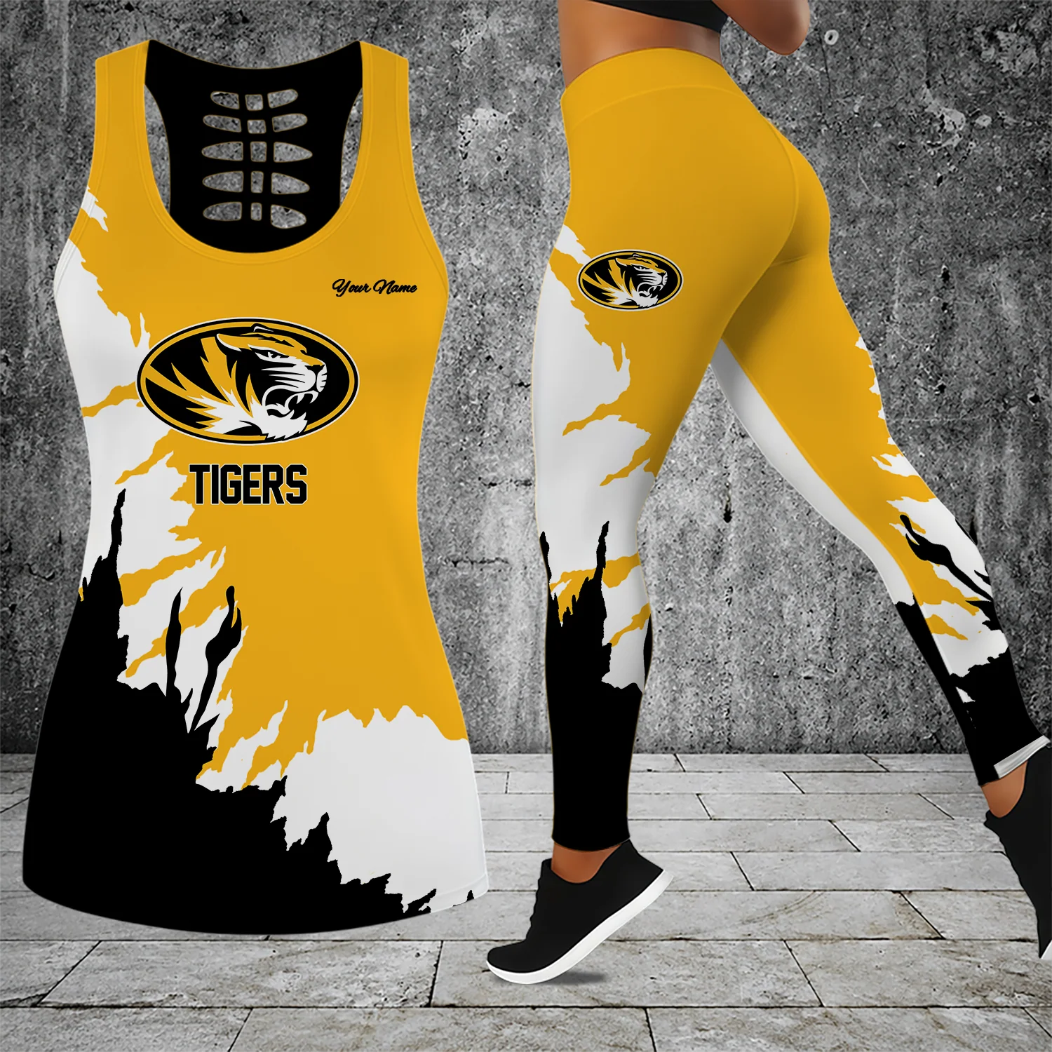 Limited Edition – Customized NCAA Missouri Tigers Hollow Tank Top & Leggings Set