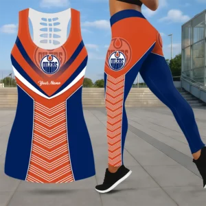 Limited Edition – Customized NHL Edmonton Oilers Leggings & Hollow Tank Top Set