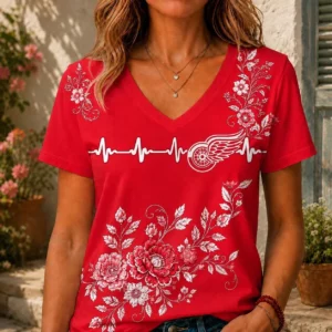 Limited Edition – Customized NHL Detroit Red Wings V-Neck Female Shirt