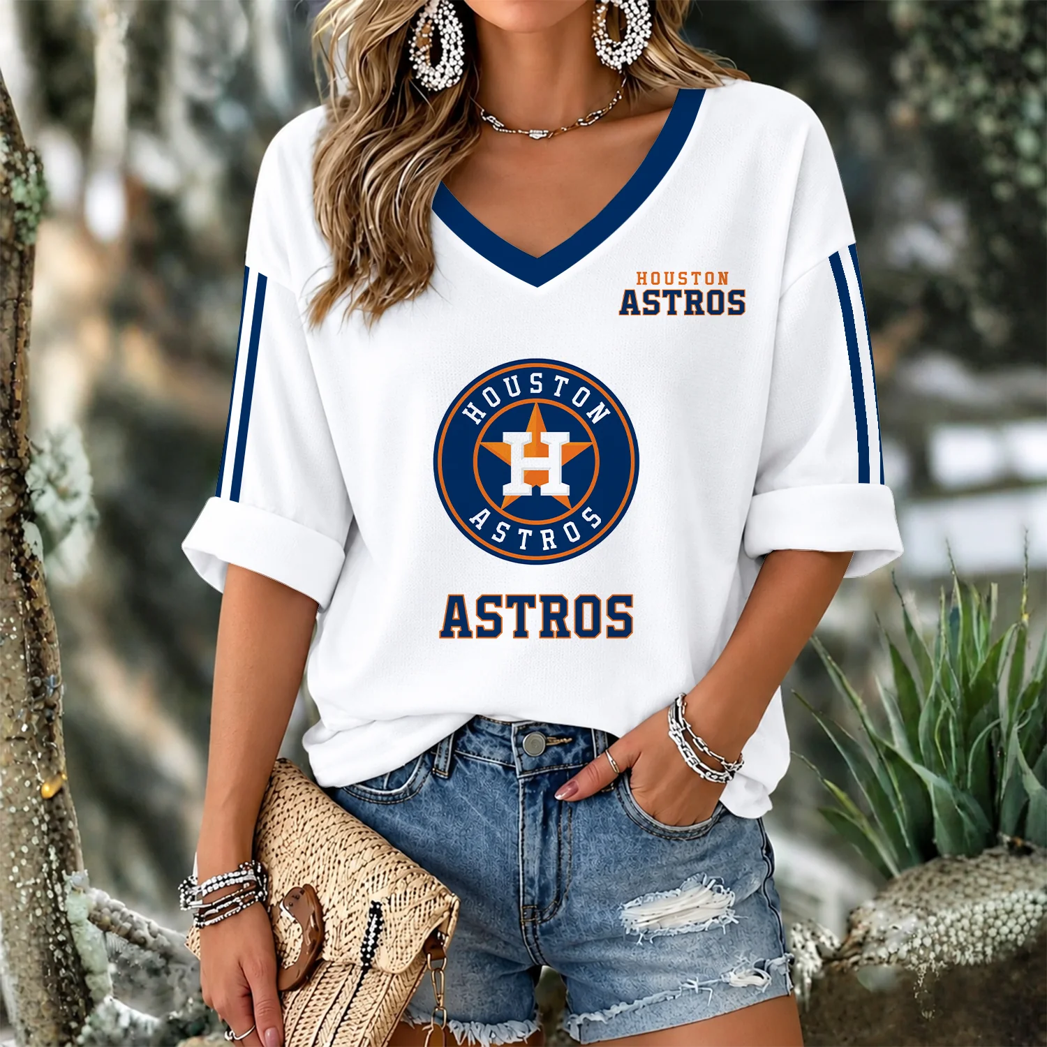 Limited Edition – Customized MLB Houston Astros Women’s Heart V-Neck Long Sleeve Shirt