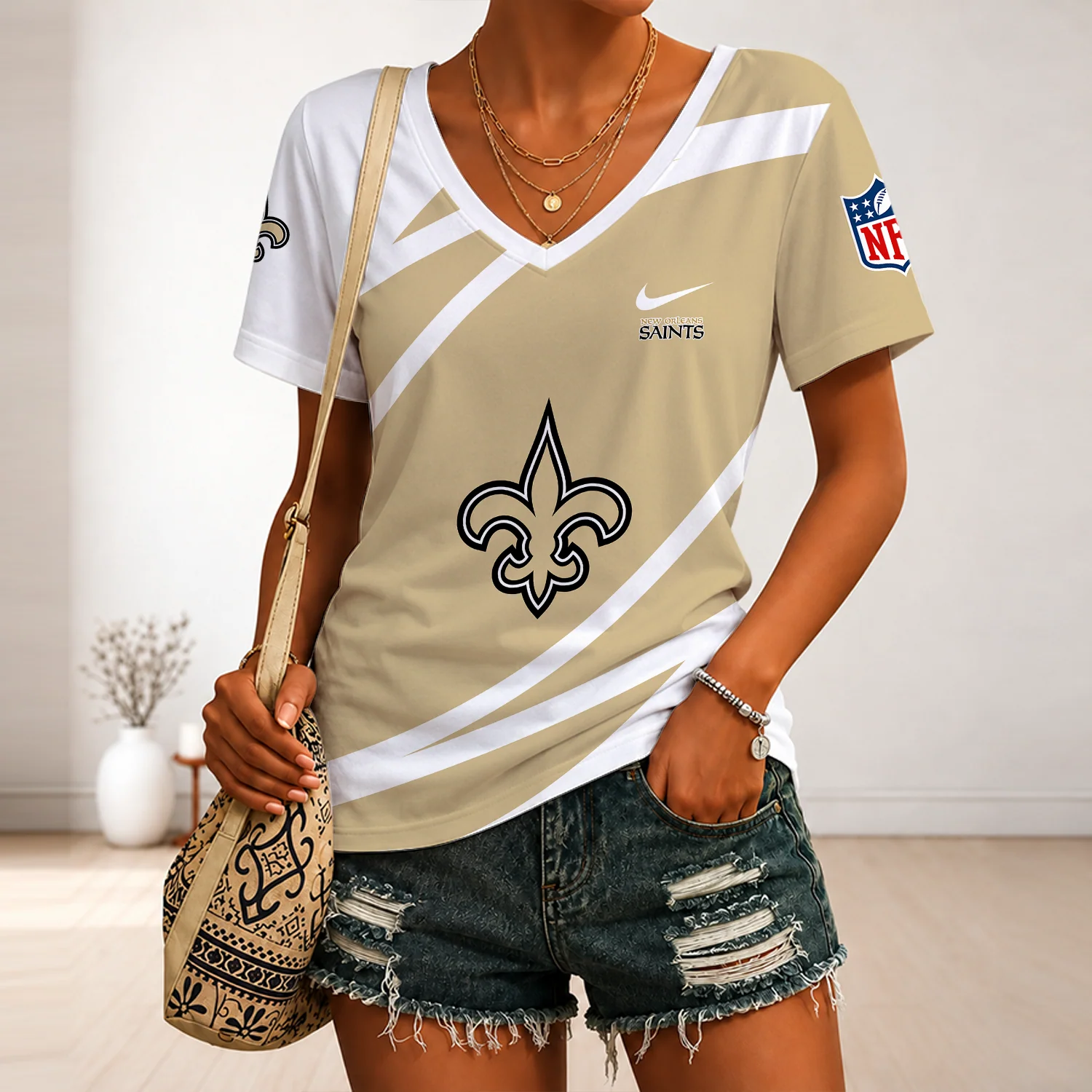 Limited Edition – Customized NFL New Orleans Saints V-Neck Female Shirt