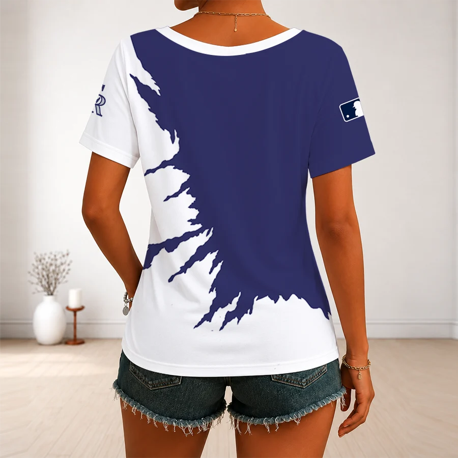 Limited Edition – Customized MLB Colorado Rockies V-Neck Female Shirt - Image 2