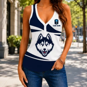 Limited Edition – Customized NCAA Uconn Huskies Women’s V-Neck Tank Top