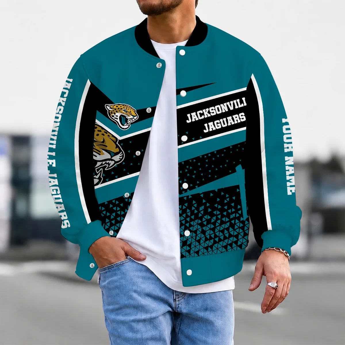 Limited Edition – Customized NFL Jacksonville Jaguars Satin Varsity & Baseball Jacket