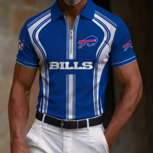 Limited Edition – Customized NFL Buffalo Bills Zip Polo Shirt