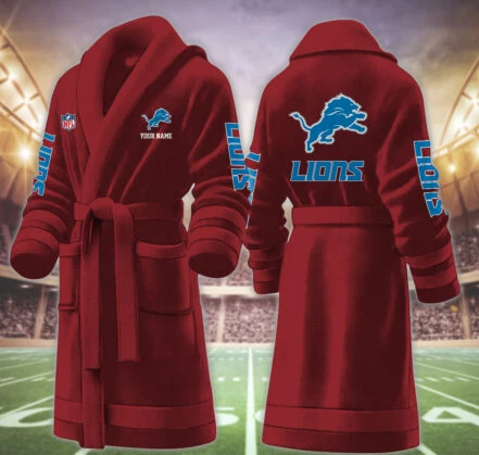 Limited Edition – Customized NFL Detroit Lions Multicolor Fleece Bathrobe - Image 7