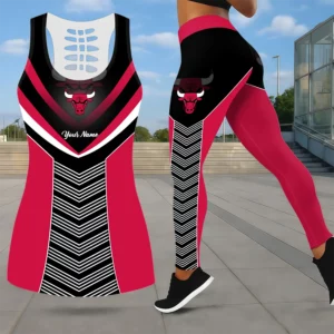 Limited Edition – Customized NBA Chicago Bulls Leggings & Hollow Tank Top Set