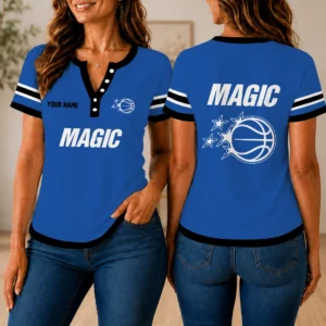 Limited Edition – Customized NBA Orlando Magic Women’s Short Sleeve Henley T-Shirt