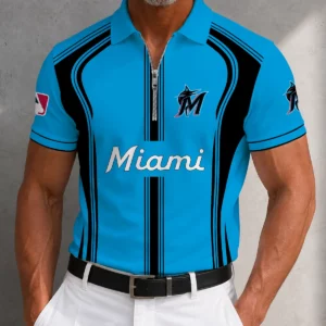 Limited Edition – Customized MLB Miami Marlins Zip Polo Shirt