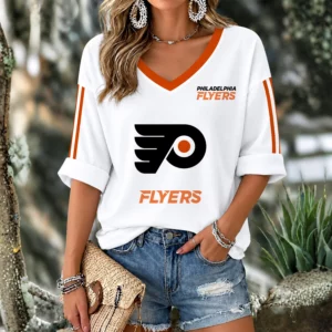 Limited Edition – Customized NHL Philadelphia Flyers Women’s Heart V-Neck Long Sleeve Shirt