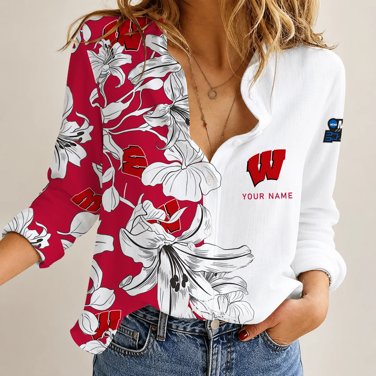 Limited Edition – Customized NCAA Wisconsin Badgers Strappy Women Casual Shirt