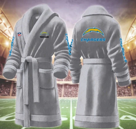 Limited Edition – Customized NFL Los Angeles Chargers Multicolor Fleece Bathrobe - Image 4