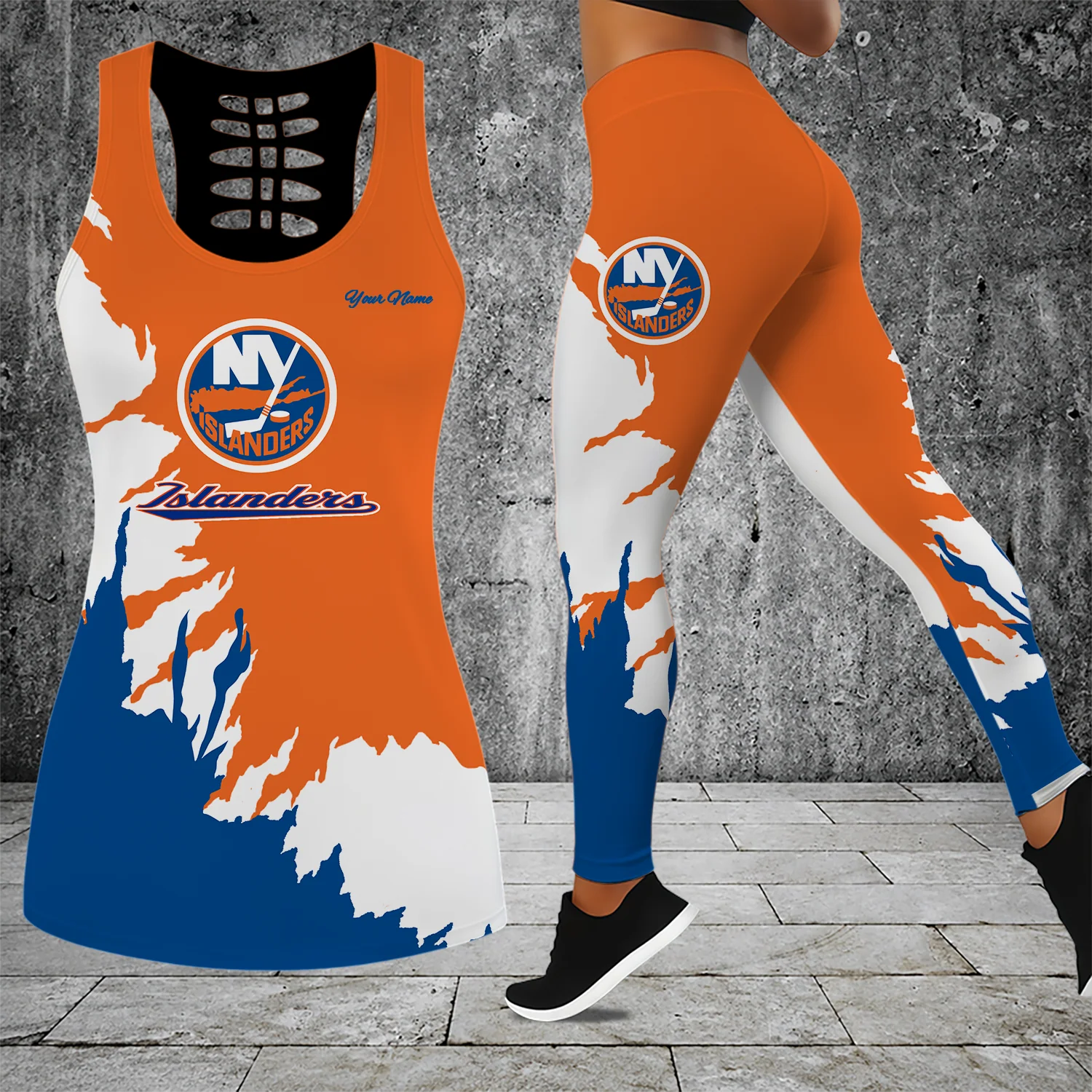 Limited Edition – Customized NHL New York Islanders Hollow Tank Top & Leggings Set