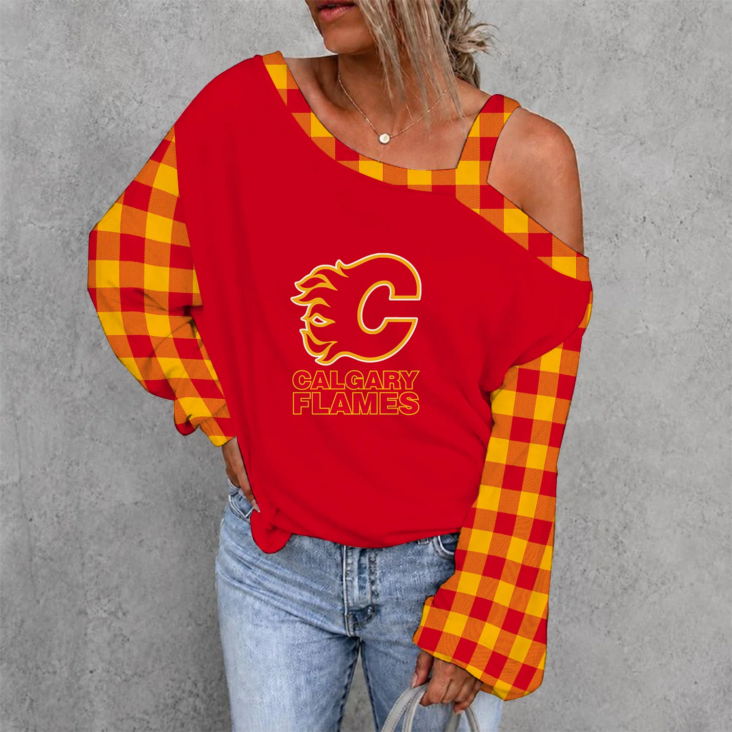 Limited Edition – Customized Drop NHL Calgary Flames Shoulder Sweatshirt