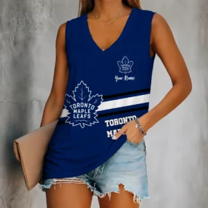 Limited Edition – Customized NHL Toronto Maple Leafs Women’s V-Neck Tank Top
