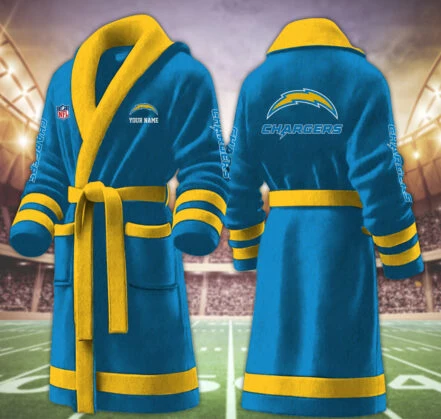 Limited Edition – Customized NFL Los Angeles Chargers Multicolor Fleece Bathrobe