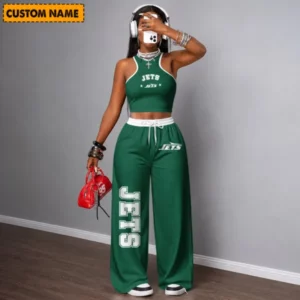 Limited Edition – Customized NFL New York Jets Women’s Crop Top & Long Pants Set