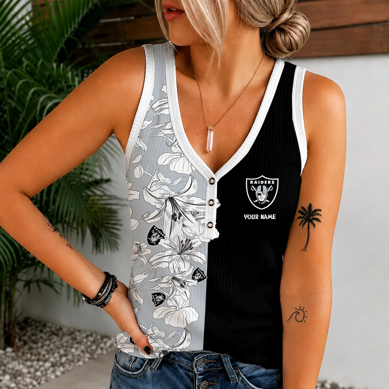 Limited Edition – Customized NFL Las Vegas Raiders Women’s V-Neck Tank Top