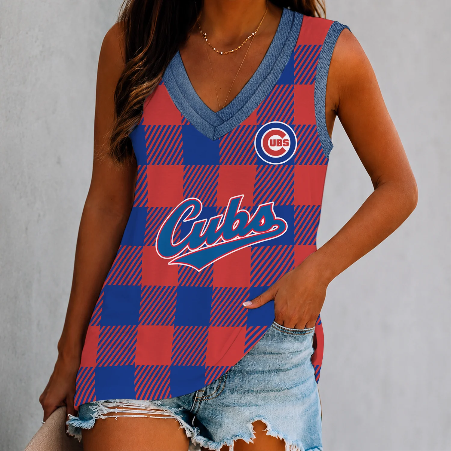 Limited Edition – Customized MLB Chicago Cubs Women’s V-Neck Tank Top