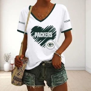 Limited Edition – Customized NFL Green Bay Packers V-Neck Female Shirt