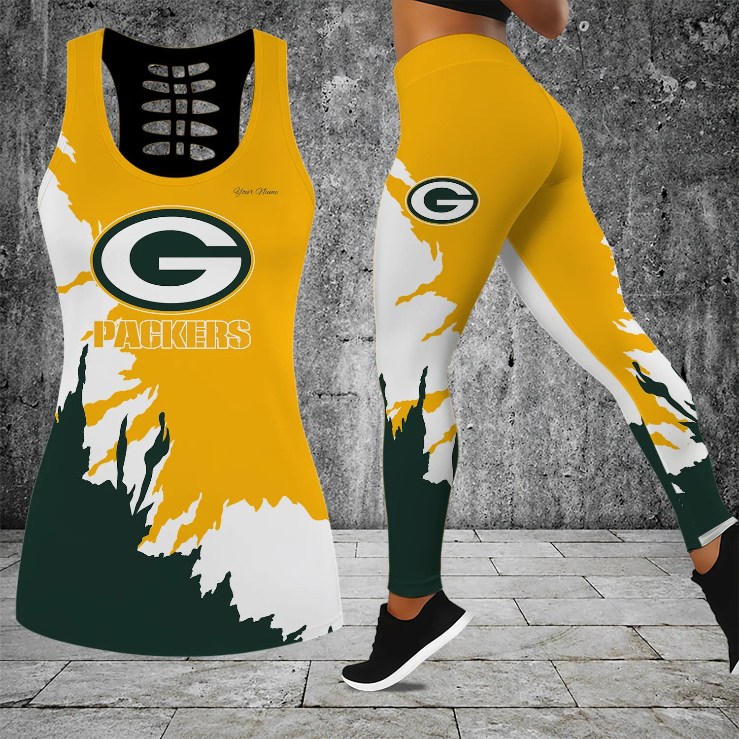Limited Edition – Customized NFL Green Bay Packers Hollow Tank Top & Leggings Set