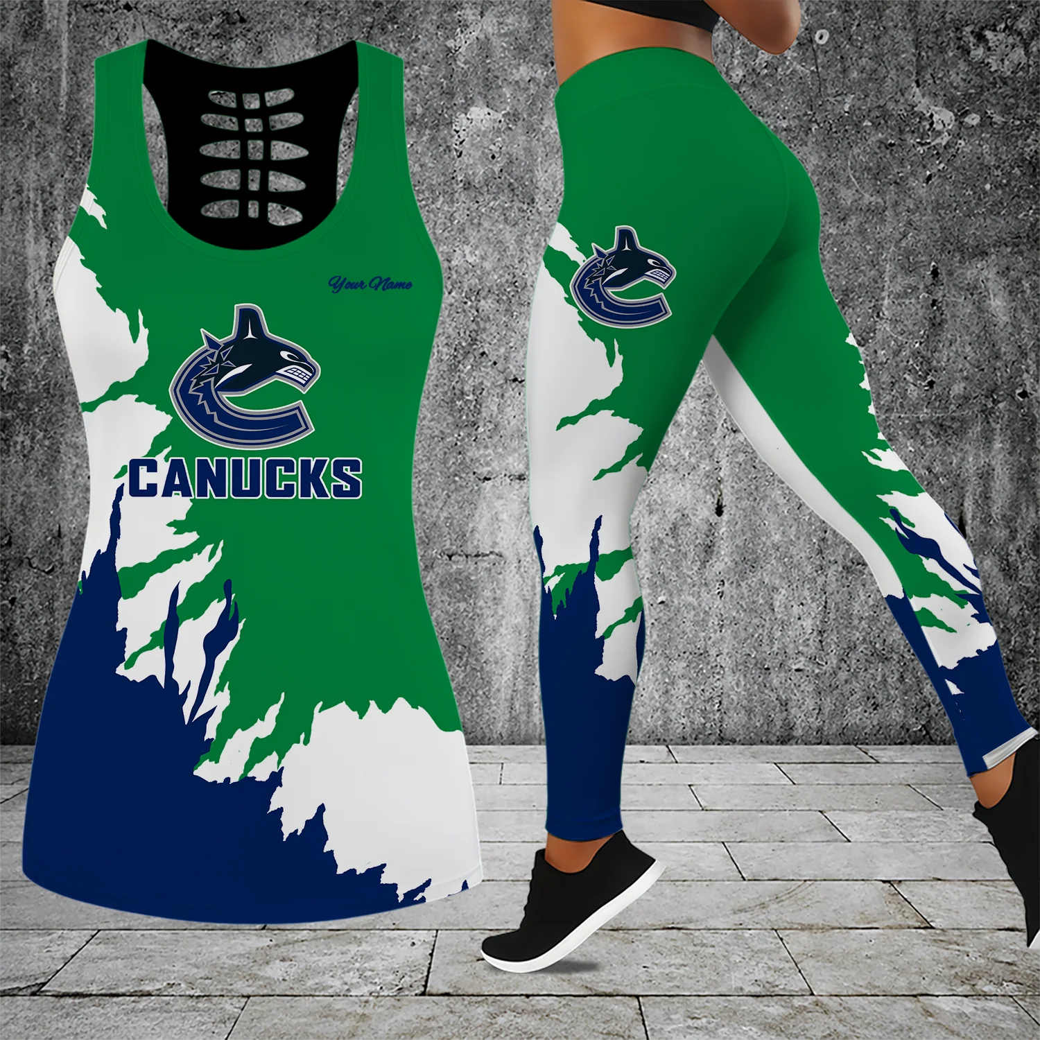 Limited Edition – Customized NHL Vancouver Canucks Hollow Tank Top & Leggings Set