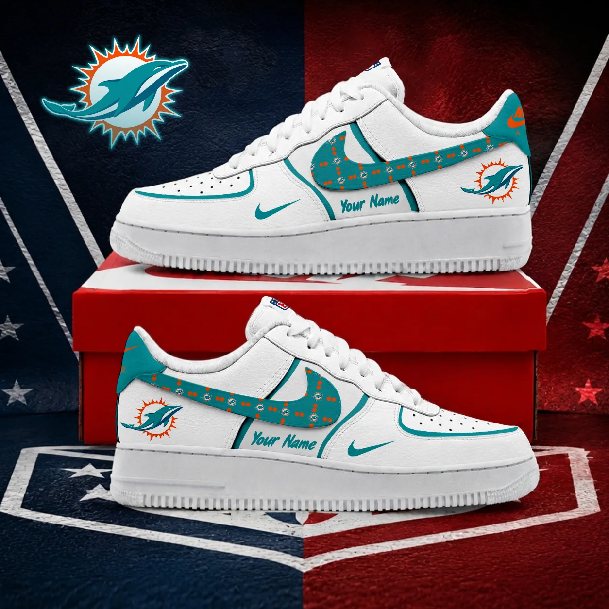 Limited Edition – Customized NFL Miami Dolphins Af1 Shoes