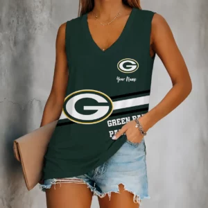 Limited Edition – Customized NFL Green Bay Packers Women’s V-Neck Tank Top