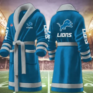 Limited Edition – Customized NFL Detroit Lions Multicolor Fleece Bathrobe